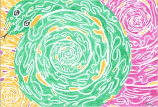 Green Snake — nature drawing by Ben Stone, 2011